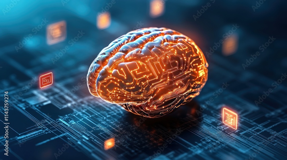 Poster Exploring innovative neural networks and brain technology in futuristic digital environments