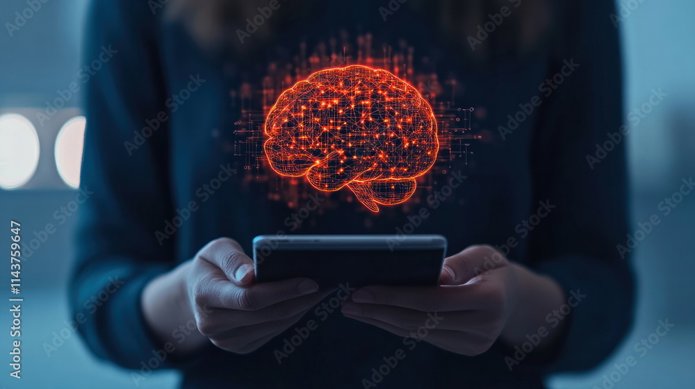 Aufkleber exploring ai innovation digital space graphic visualization futuristic setting close-up view blur ba