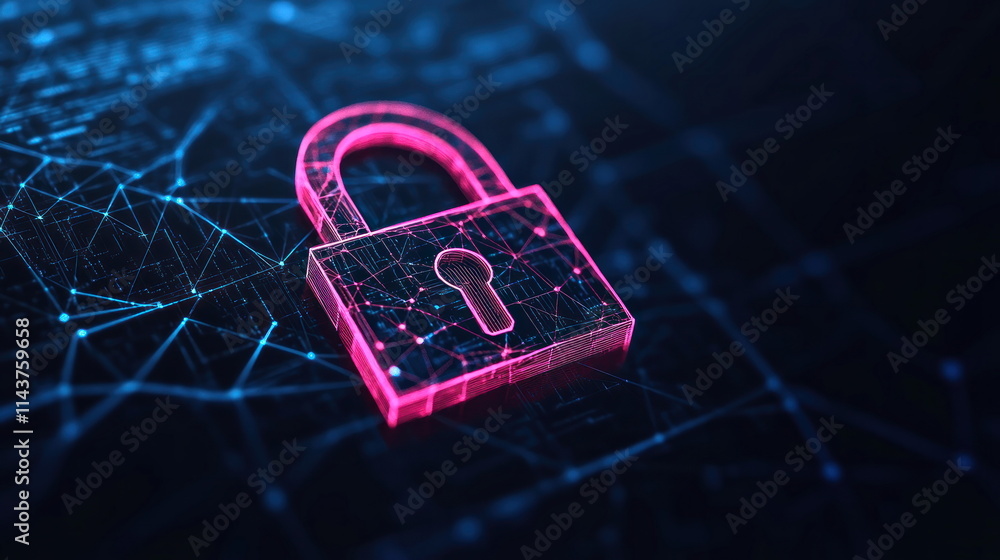 Fototapete Cybersecurity measures for protecting data virtual environment digital graphics abstract view