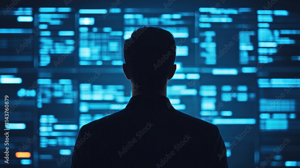 Fototapete blur background of insights from technology screen displays in modern office digital environments ov