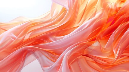Obraz premium Flowing, transparent, elegant curves, soft peach color of the fabric