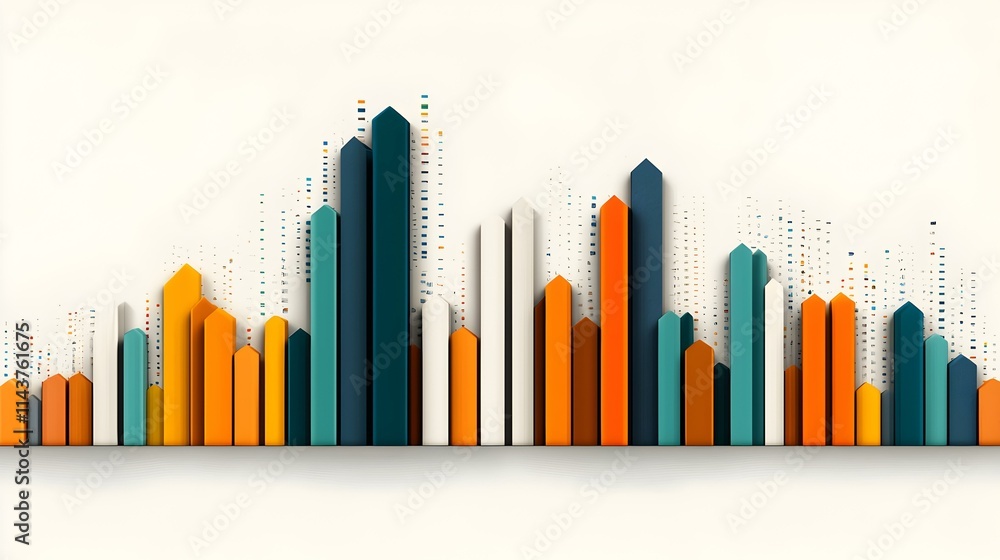 Poster abstract colorful data visualization with pandas and text elements