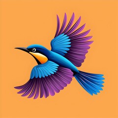 Obraz premium Colorful Abstract Illustration of a Bird in Flight Against Background