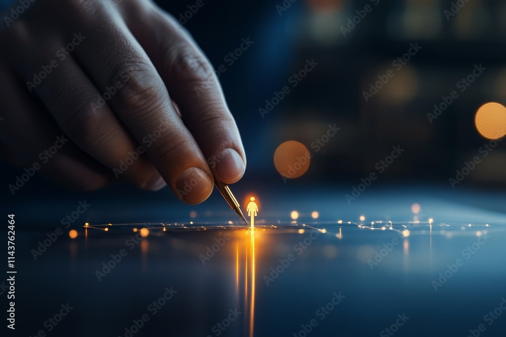 Poster a close-up of a hand delicately engaging with tiny circuit elements, capturing the precision and art