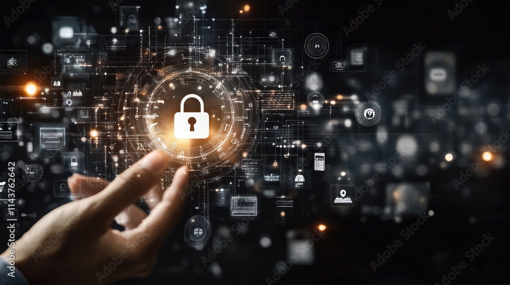 Leinwandbilder Blur Background of Securing digital data cybersecurity strategies for safe online practices modern tech
