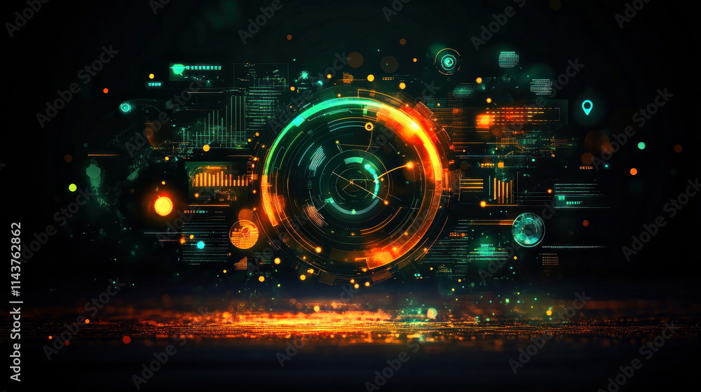 Poster blur background of innovative data visualization techniques futuristic digital landscape graphic des