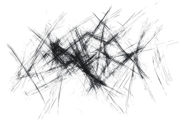 abstract black and white chaotic lines with rough. jagged edges forming a messy. geometric shape on a plain transparent background