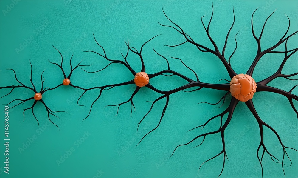 Poster illustration of neural network structure with branching neurons