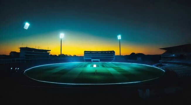Cricket stadium background with flag and trophy.animation