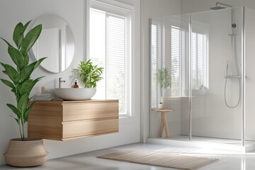 A minimalist bathroom with a clean and modern design