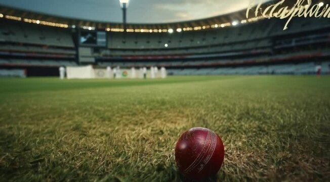 Cricket stadium background with flag and trophy.animation