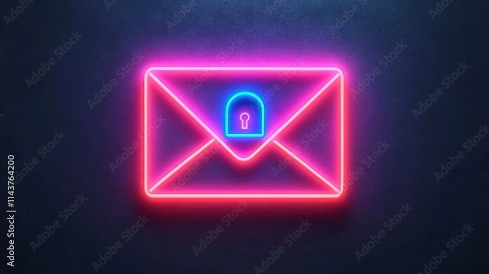 Poster secure email communication digital space graphic design neon environment modern viewpoint