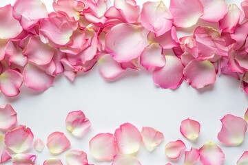 Fototapeta premium Pink Rose Petals on White Background