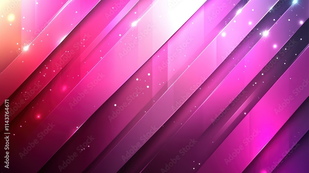 Poster vibrant abstract design with diagonal stripes and sparkles.