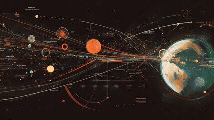 A detailed diagram illustrating the orbits of celestial bodies in our solar system with a focus on Earth’s position and movement