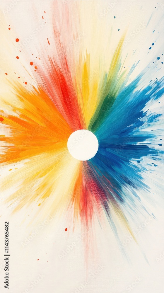 Poster abstract burst of colorful paint explosions creating a dynamic and vivid background, perfect for art