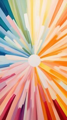 Bright and Colorful Abstract Art with Radial Lines Radiating from a Centre Point Creating a Dynamic and Vibrant Atmosphere for Modern Spaces