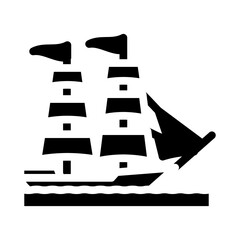 brigantine ancient ship glyph icon vector. brigantine ancient ship sign. isolated symbol illustration