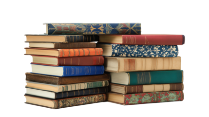 stack of books isolated on transparent background