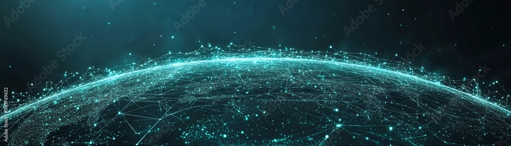 Poster vector world globe with interconnected digital lines representing global network, abstract internet 