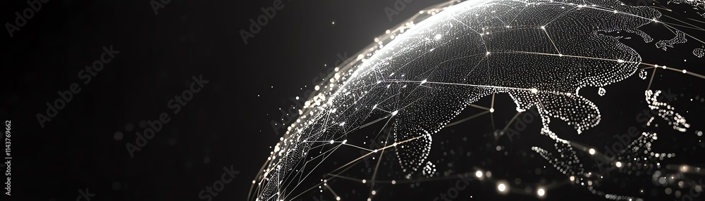 Poster vector world globe with interconnected digital lines representing global network, abstract internet 