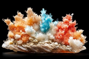 Vibrant Crystal Cluster on Black Background.