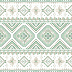 Green Abstract Traditional geometric ethnic fabric pattern ornate elements with ethnic design for textiles, rugs, clothing, sarong, scarf, batik, wrap, embroidery, print, curtain, carpet, wallpaper