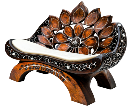Artistic sofa with unique shape and intricate design, perfect for decor