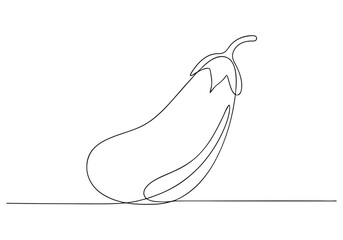 Continuous One-Line Drawing of a Eggplant- Minimalist Vegetable Art
