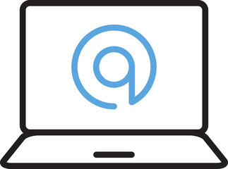 Laptop and Address Icon Line Art
