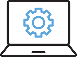 Laptop and Setting Icon Line Art
