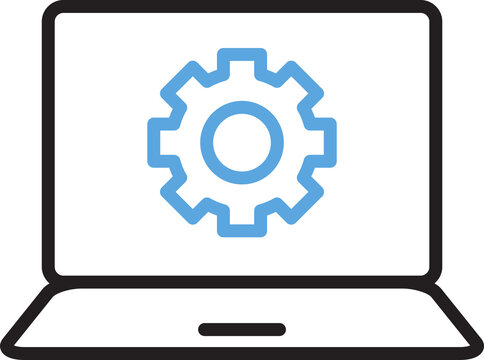 laptop with blue gear icon clip art preview