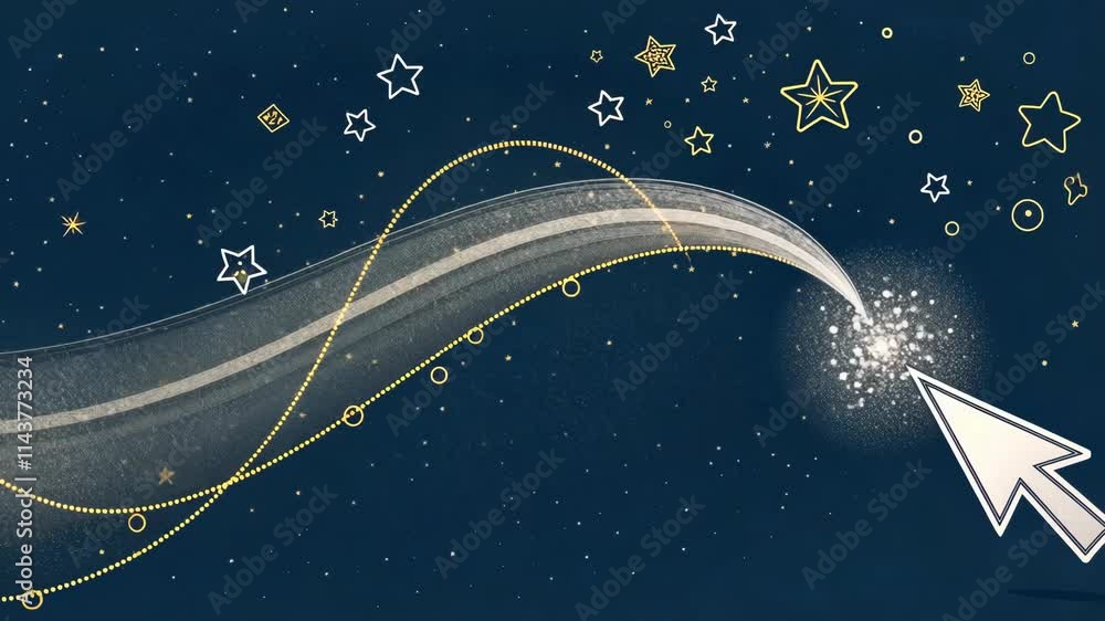 Poster vintage glitter stream the cursor moves in smooth fluid motions trailing behind it a stream of silve
