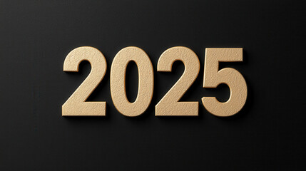 2025 Gold Setting concept. 2025 golden numbers on dark background, symbolizing future and optimism