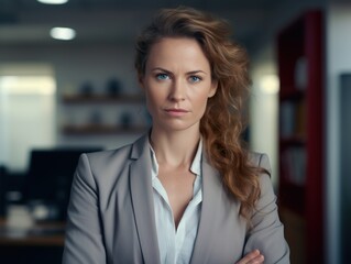 Fototapeta premium Portrait Attractive confident business woman in business professional working office