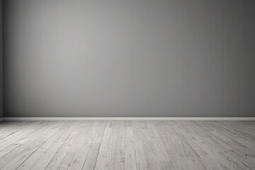 Fototapeta premium a close up of a room with a wooden floor and a gray wall