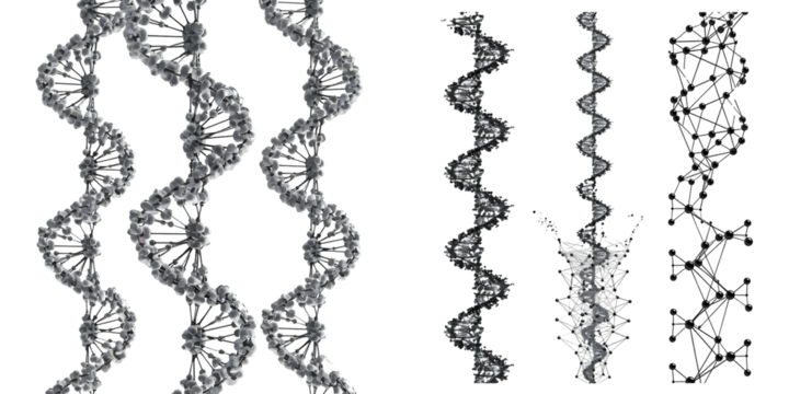 Set of DNA genome structure. Generative AI.
