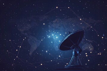 Adverts Style Satellite Dish with Networked Global Map