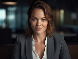 Portrait Attractive confident business woman in business professional working office