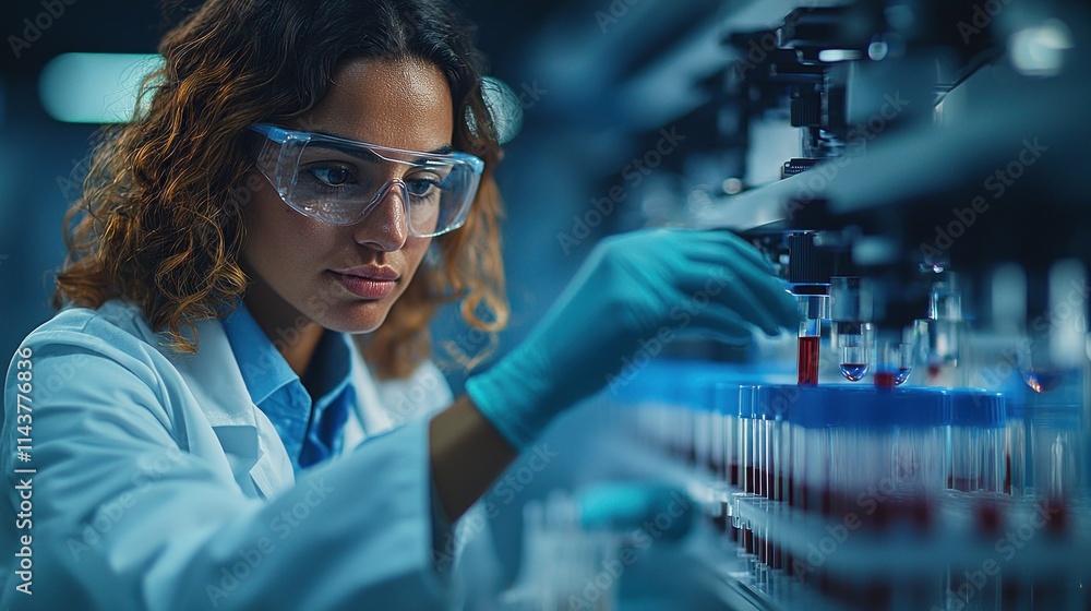 Poster scientist conducting experiments in a laboratory setting.