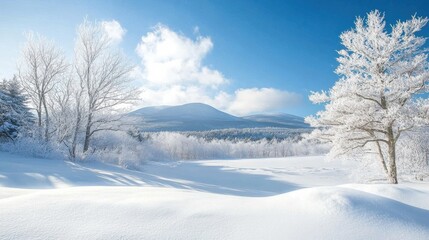 Obraz premium Experience the serene winter beauty of the Monadnock Region with its snow-covered landscapes and clear blue skies