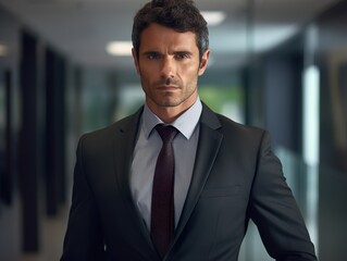 Fototapeta premium Portrait Attractive hispanic young confident business man in business professional working office