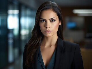 Fototapeta premium Portrait Attractive hispanic young confident business woman in business professional working office