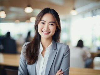 Portrait Attractive Asian young confident business woman in business professional working office