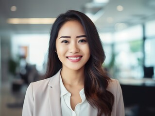 Obraz premium Portrait Attractive Asian young confident business woman in business professional working office