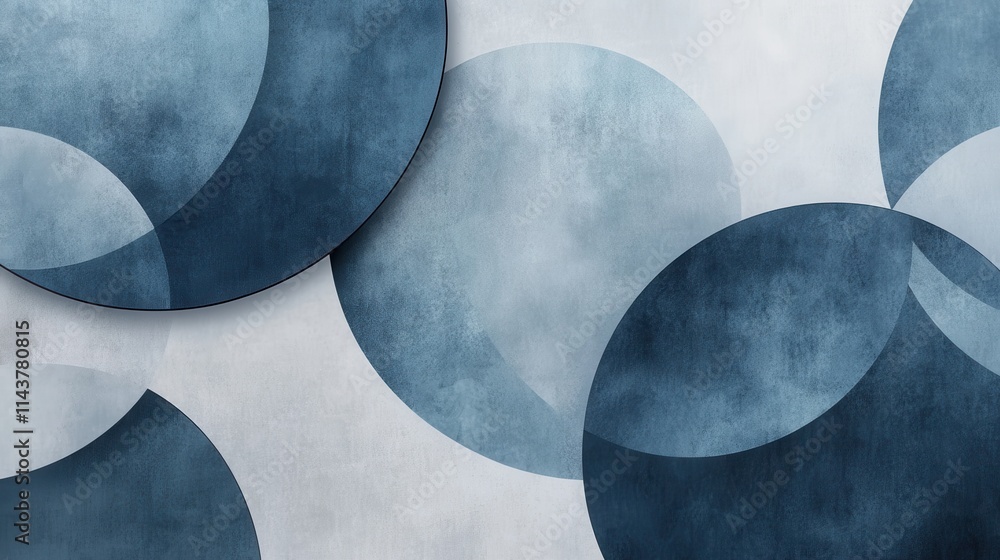 Poster large circular shapes create a striking visual contrast against a minimalist textured background dur