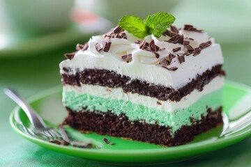 cake, layered dessert chocolate shavings whipped cream