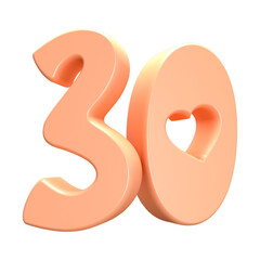 3D Rose gold of Number 30