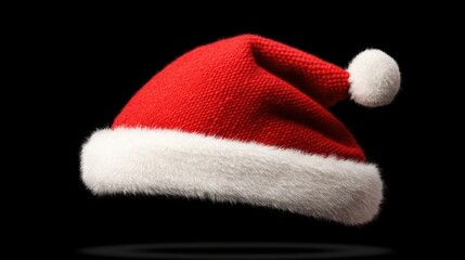 Classic Santa hat isolated on black.