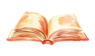 Watercolor Open Book Illustration: Minimalist Abstract Design in Flat Vector Style